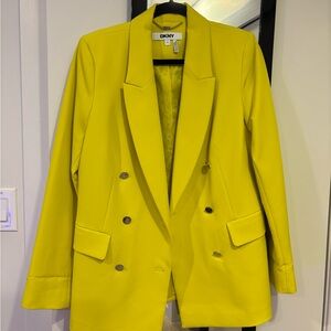 DKNY Women's Vibrant Yellow Suit Jacket 10